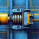 Blueprint overlay on machinery